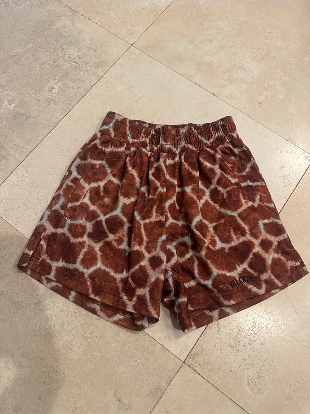 Kill Crew Giraffe-Print Lounge Shorts - Brown & Cream